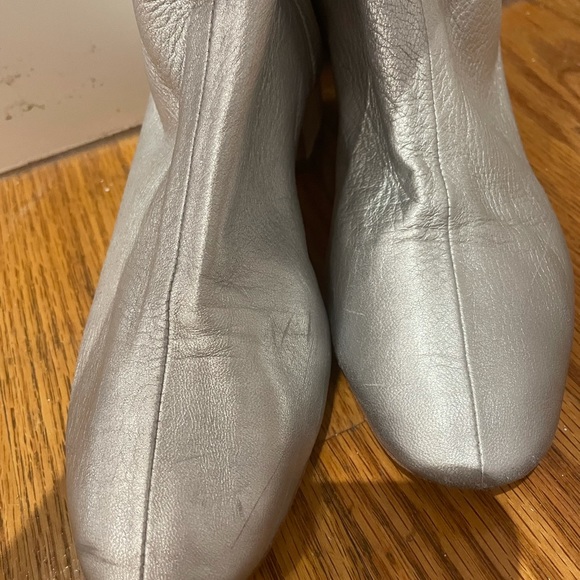 Silver Loeffler Randall Leather Booties with Block Heel - Picture 4 of 7